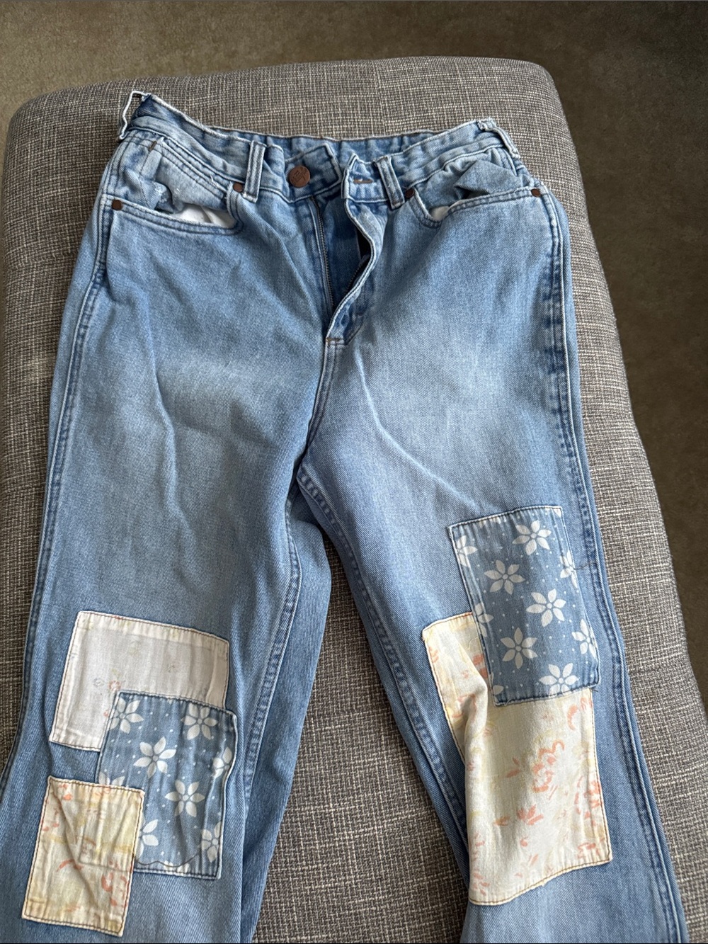 Wrangler Light Blue Patchwork Boot Cut Jeans